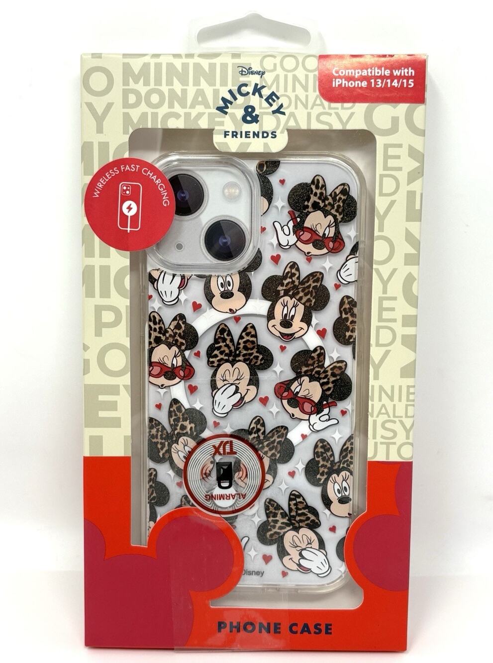 Disney Minnie Mouse iPhone 13/14/15 Case Leopard Bow Glitter Skinny Dip NIP